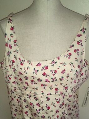 Floral Cream Dress with Pink Rose Print